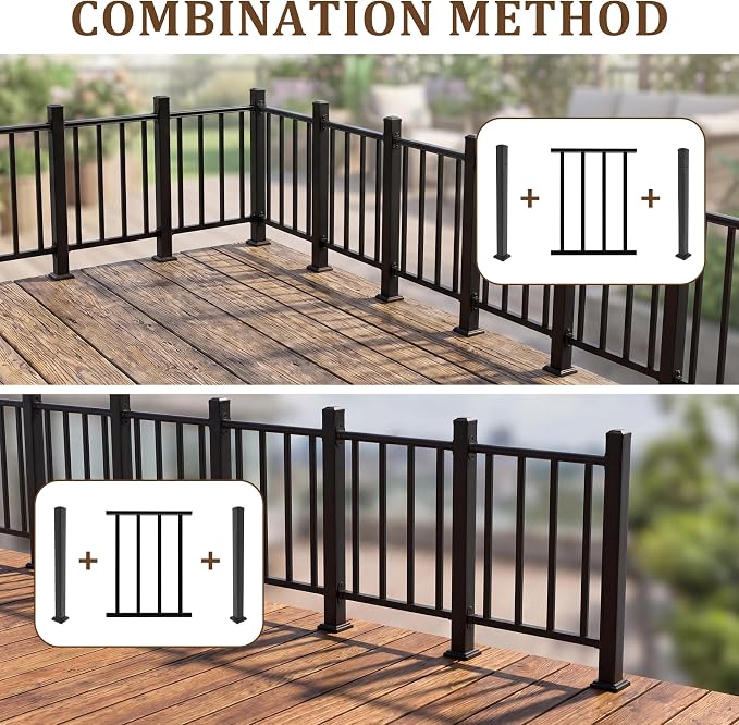 Metty Metal 2Ft W x 36in H Level Deck Railing Kit, Textured Black AAMA2604 Powder Coat, IBC Certified Guard Rail for Deck Porch Balcony Patio Outdoor