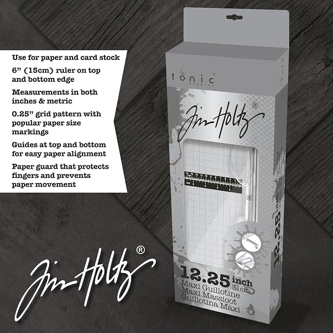 Tim Holtz Paper Cutter Tool - Maxi Guillotine Paper Trimmer for Scrapbooking, Vinyl, and Craft Paper - 12.25 Inch Cutting Length with Extendable Ruler and Grid Lines
