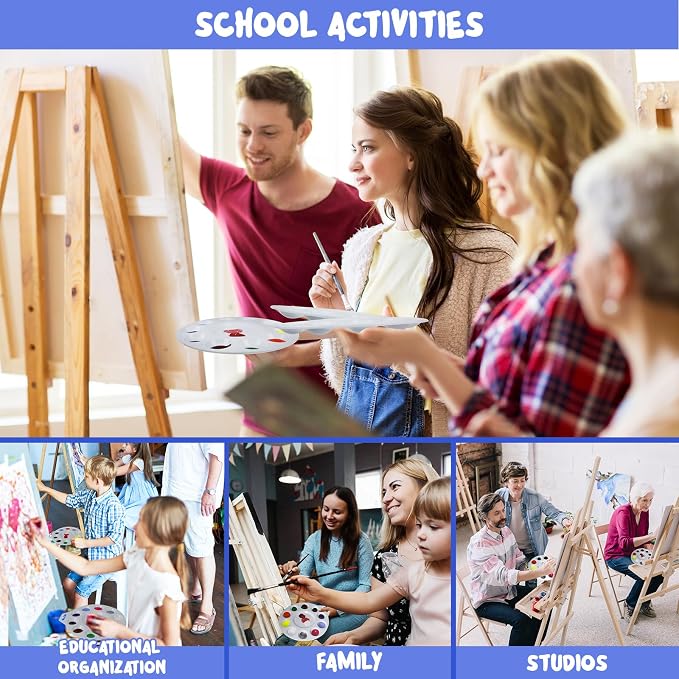 30Pcs Paint Tray Palettes, Plastic Paint Pallets with Hanging Hole for Teachers or Students to Paints on School Project, Art Class or Have a Birthday Painting Part