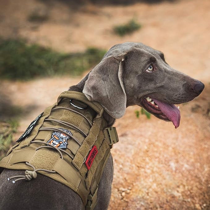 OneTigris Tactical Dog Harness with Handle No-Pull Adjustable for Small Dog | Military 1000D Pullable Nylon, Service Dog Vest with Hook & Loop Panels, Easy On & Off for Walking Hiking Training Brown XXS