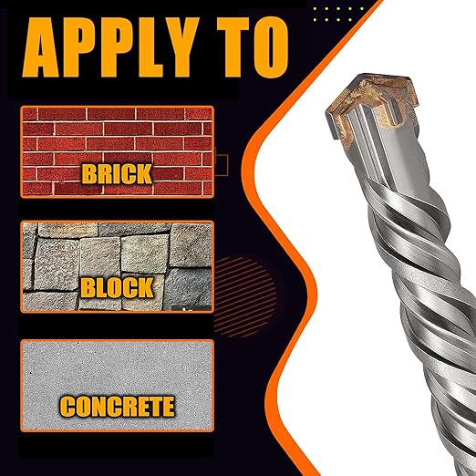 7/8 inch X 18 inch SDS Plus Rotary Hammer Drill Bit, Concrete Drill Bit for Concrete, Brick, Cement and Stone, 18 inch Length (18" Length, 7/8" Diameter)