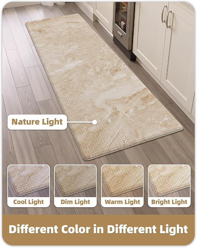 Color&Geometry Marble Kitchen Mats for Floor 24x59, Non Slip Wide Kitchen Runner Rug, Easy Clean, Oil & Water Resistant, Anti Fatigue Foam Standing Mat for Sink, Laundry, Office, Gold