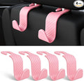 Amooca Car Seat Headrest Hook 4 Pack Hanger Universal Vehicle Car Storage Organizer for Handbag Purse Coat S Type Checkered Pink