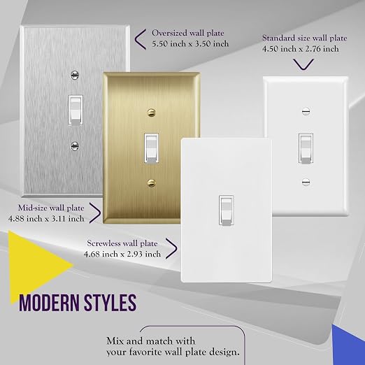 ENERLITES 4-Way Toggle Light Switch, Four Way, Side Wiring, Copper Wire Only, Grounding Screw, Residential Grade, 15A 125VAC 60Hz,UL Listed, 84150-W, White