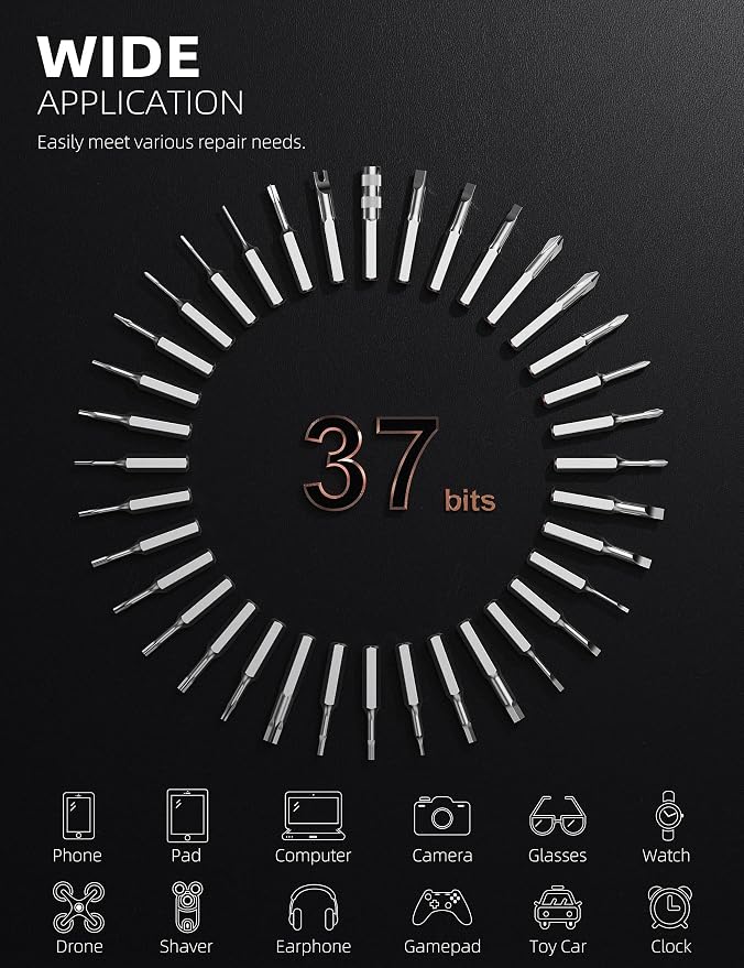 iFu 42-in-1 Electric Screwdriver Kit, Cordless Precision Repair Tool | Need to fix a phone or laptop? This 42-in-1 cordless screwdriver set with 37 magnetic bits makes electronics repair simple.