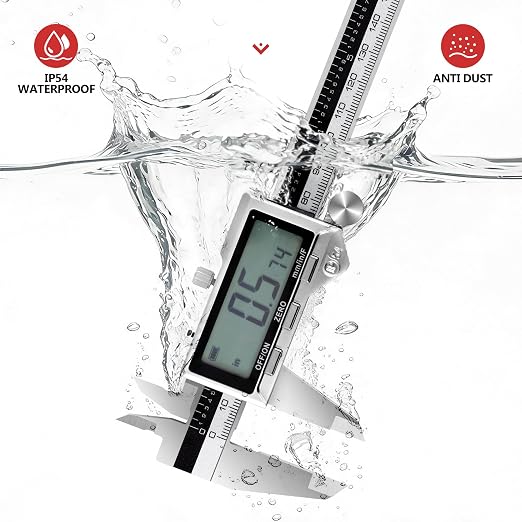 Rechargeable Caliper 12 inch, Stainless Steel Vernier Micrometer Measuring Tool with Large LCD Display