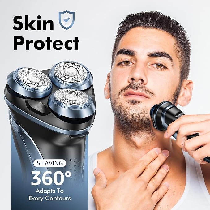 Travel Electric Razor for Men:5D Floating Head Shavers for Men, Smooth Shave Ready in Seconds - IPX7 Waterproof Wet or Dry, USB-C Rechargeable, Stainless Steel Blades，Father's Day Gifts