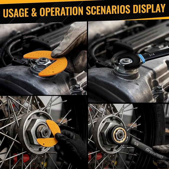 GRENPRO 11PC SAE Ratcheting Wrench Set 9/32" - 3/4" Combination Open End | Includes Bolt Gauge, Electro-Coated CR-V Steel, 72-Tooth 5Deg Swing 12Pt Color Rings, Roll Pouch for Auto & Home Repair