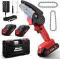 Wood Ranger Mini Chainsaw, Electric 4 inch MINI Chainsaw, Cordless Portable Electric Chain Saw for Yard, Home and Garden, Wood Cutting, Tree Trimming (2Battery&3Chain)