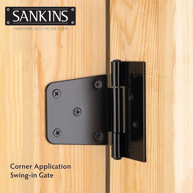 3-1/2" Heavy Duty Gate Hinges, Black Iron Door Hinges with Screws, Durable Gate Strap Hinges for Wooden Fences Gate Shed Barn Door, 2pcs