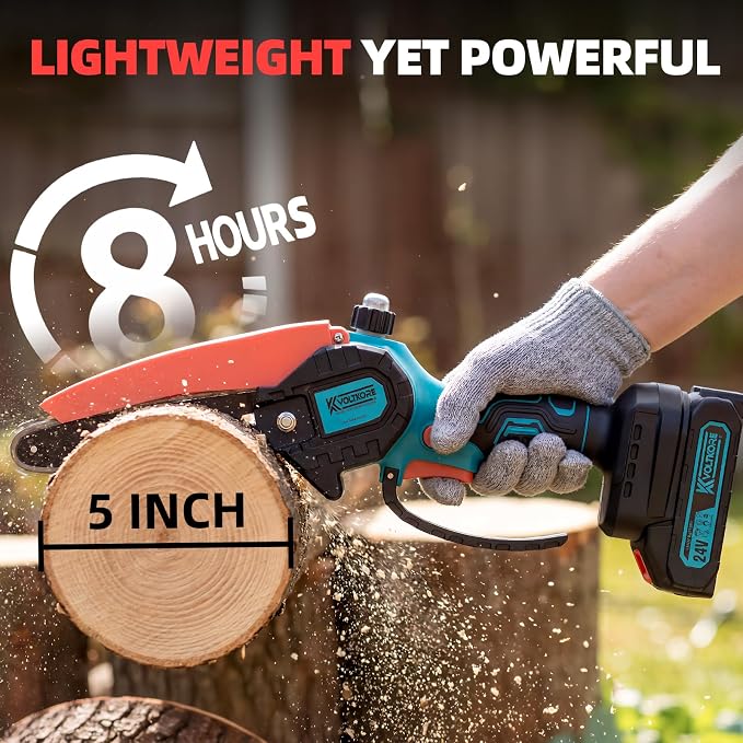 Brushless Mini Chainsaw Cordless 6 Inch, Small Handheld Electric Chain Saw | One-Hand Operation, Tool-free, Auto Oiler,1 Battery Powered, Lightweight for Women