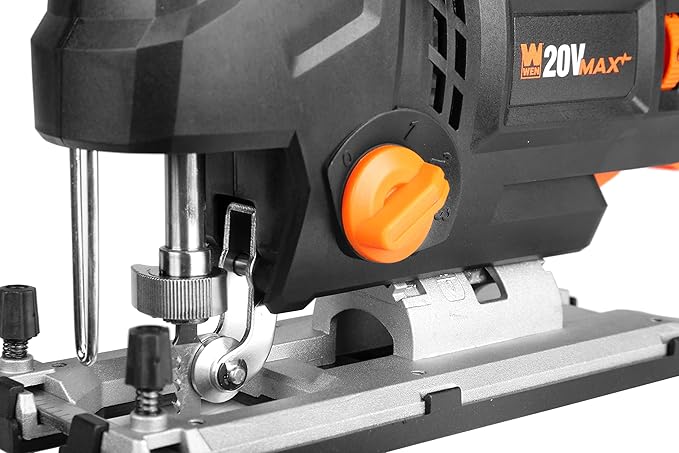 WEN Cordless Jigsaw, Brushless with Auto-Speed, 20V Max 4.0Ah Lithium Ion Battery, and Charger (20670)