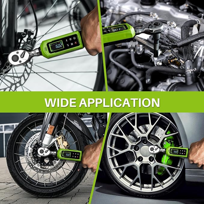 3/8" Digital Torque Wrench-0.66-44.2Ft.Lb for Bike Motocycle Repair | Electronic Torque Wrench 3/8 Drive(0.9-60 N.m), Vibration Buzzer LED Indicator,±2% Acc. Five Units for Precision Parts Engine