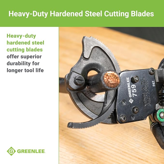 Greenlee 759 10-1/2" Compact Ratchet Cable Cutter for Copper, Aluminum, and Communications Cable