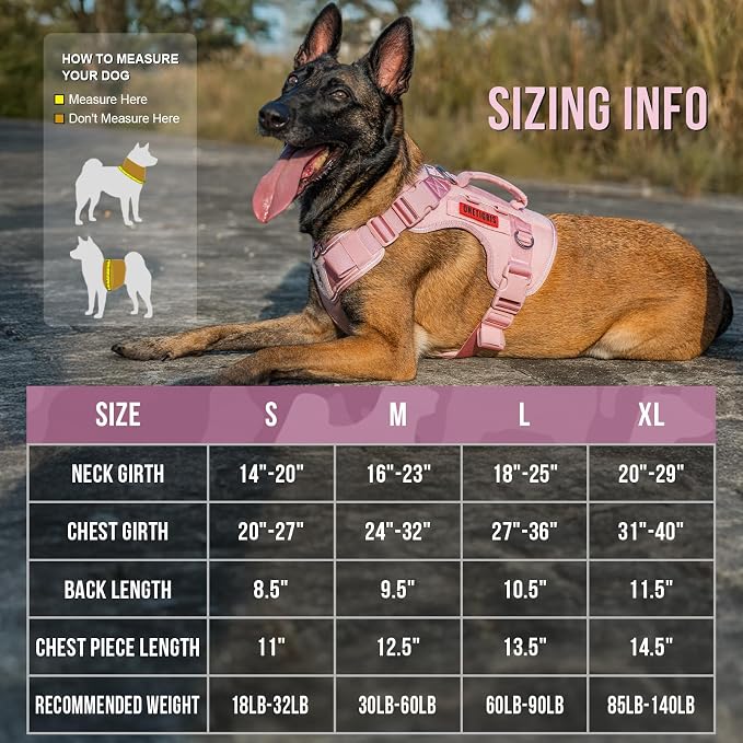 OneTigris No-Pull Easy Control Dog Harness Reflective Vest for Large Dogs | Military-grade 1000D Nylon Tactical Vest, Adjustable Dog Harness with Hook & Loop Panels for Walking, Hiking, Training