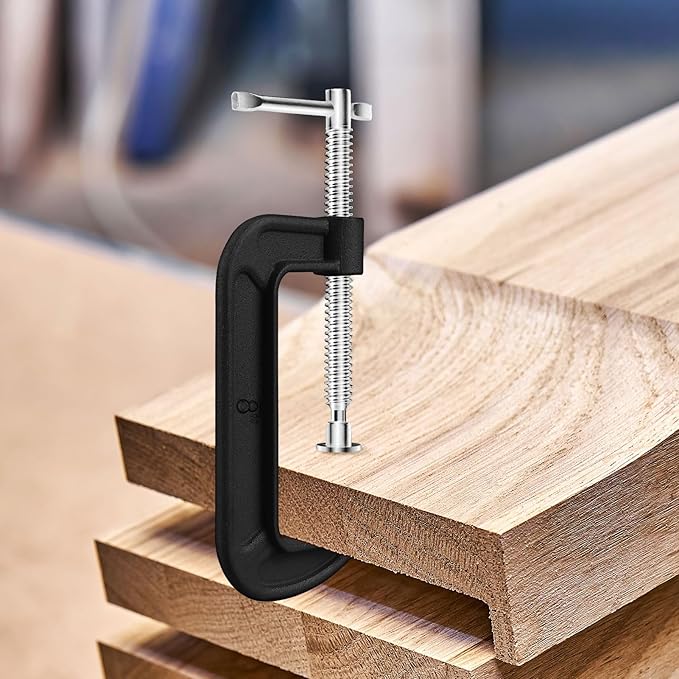 4 Pcs C Clamp Set 8 Inch Heavy Duty G-Clamps Automotive and Wood Working Clamps with Jaw Opening Sliding for DIY Carpentry Woodworking Welding and Building(8 Inch, Black)