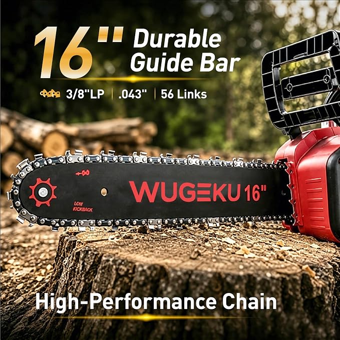 16-Inch 40V Brushless Chainsaw, Fits Makita 18V LXT Batteries | 2×4.0Ah Batteries & Charger, 69 ft/s Cutting, Auto Oiler, Safety Lock, Gloves & Goggles for Pruning, Yard Cleanup & Firewood