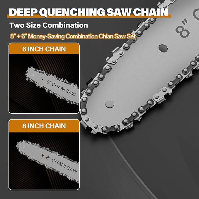 Mini Chainsaw for Dewalt Battery 20V MAX, 8-Inch and 6-Inch 2-IN-1 Cordless Electric Chain saw with 800W Brushless Motor and Auto-Oiler, Garden Tool for Woodworkers, Campers(Tools only)