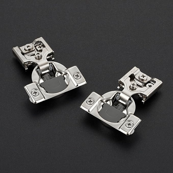 Ravinte 50 Pack 25 Pairs 3/8 inch Overlay Soft Close Hinges for Kitchen Cabinet Hinges Satin Nickel Hidden Hinges Stainless Steel Concealed Hinge self Closing