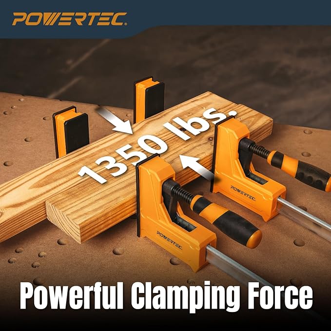 POWERTEC 71602-P2, 4PK Woodworking Parallel Clamps 48-Inch | Jaw Bar Clamp Spreader Tool