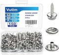 150 PCS Canvas Snap Fastener Tool Set, Vutim Marine-Grade 3/8" Stainless Steel Snaps, Metal Snap Fastener Kit, Leather Repair Kit for Boats, Canvas, Leather Goods, Tents, and Awnings