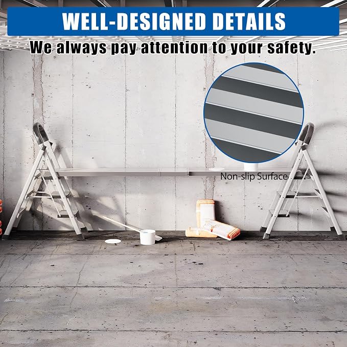 6-9ft Telescoping Plank, Aluminum Work Plank, 440 Lbs Load Capacity Extension Scaffolding Plank with Skid-Proof Platform Scaffold Ladder Accessory, 12.5 Inch Width, Silver