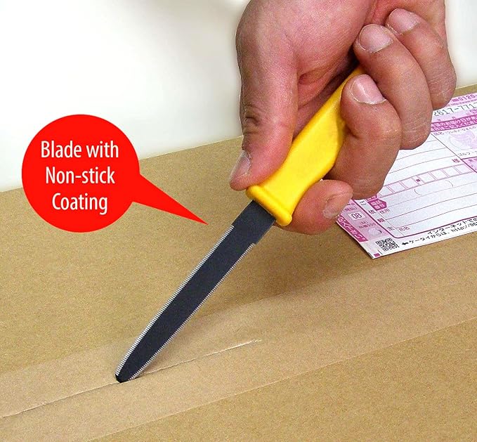 CANARY Cardboard Cutter with Sheath - 7.5" Box Opener Utility Knife with Non-Stick Coated Blade for Breaking Down Boxes & Opening Packages - Made in Japan, Yellow (3-Pack)