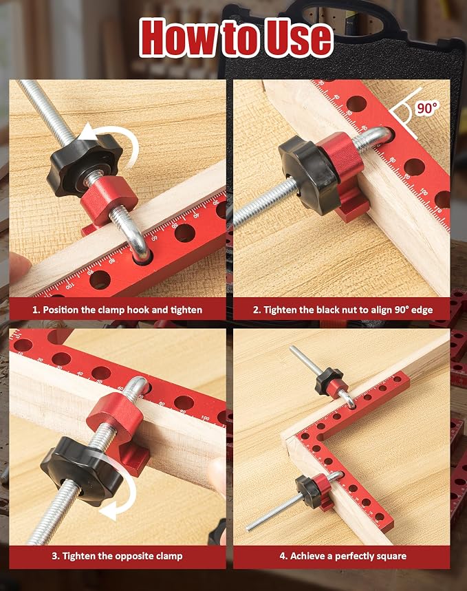 8Pack Corner clamps for woodworking, VEXTHYX 90 degree 5.5"x4 & 2.5"x4 clamping squares for right angle positioning, woodworking square clamp tools for cabinet, picture frame, box, drawers