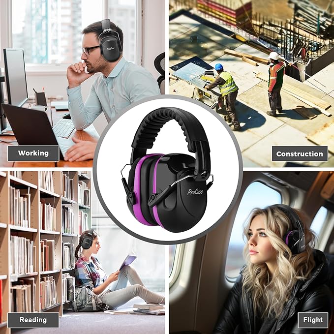 ProCase Noise Reduction Ear Muffs, Sound Proof Ear Protection, NRR 28dB Noise Cancelling Headphones for Adults Kids Autism, Hearing Protection for Shooting Gun Range Mowing -Purple