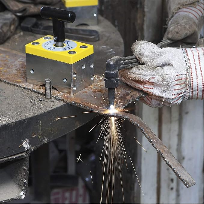 Magswitch MagSquare Magnetic Welding Square Base Clamp Holder for Welding Kit, Tools, Supplies and Accessories, Magnet Switch with On/Off Capabilities, yellow/Silver/Black, 1050 LBS | Heavy duty welding square made for fast, repeatable magnetic positio...