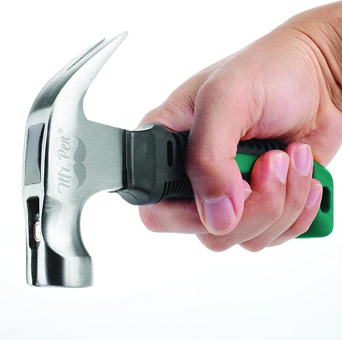 Mr. Pen- Claw Hammer, 8oz, Dark Green, Magnetic, Small Claw Nail Hammer for Women for Camping, Wood Working, House Repairs, Claw, Stubby, Tack