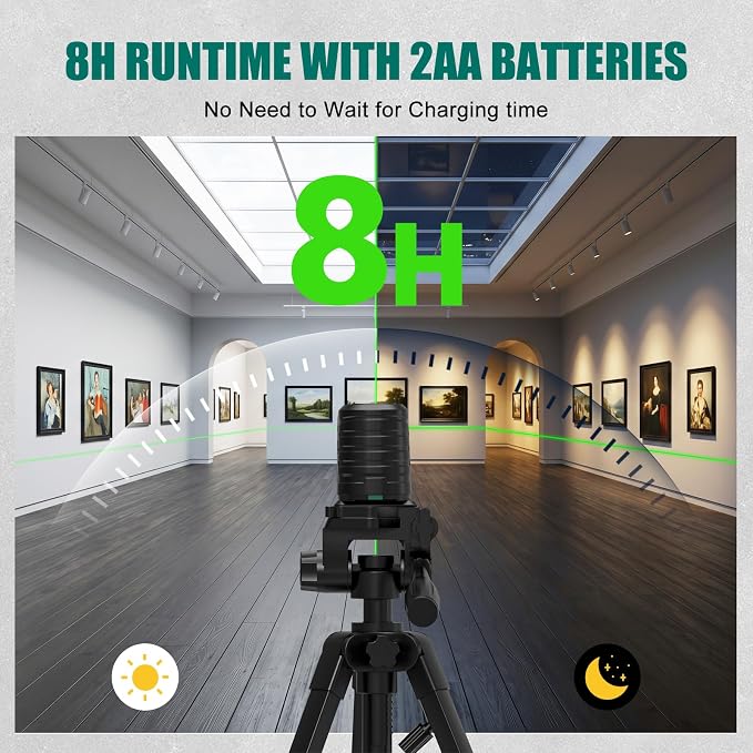HYCHIKA Laser Level with Tripod 360° Self Leveling, Green Cross Line Nivel Laser with Tripod 26 In, Lazer leveler tool for Picture Hanging DIY Construction Renovation Floor Tile Class II, <1mW