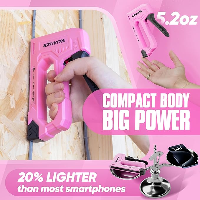 Light Duty Staple Gun for Wood, Pink Upholstery Staple Gun Kit with 2000pcs JT21 Staples 1/4, 5/16, 3/8 inch and Staple Remover, Stapler Gun for Crafts, DIY, Classroom, Mothers Day Gift