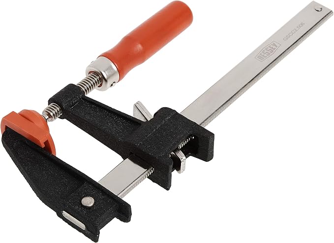 Bessey Clutch Style Bar Clamps - 6 In 600 lb - GSCC2.506 - Woodworking Clamps with Ergonomic Handle, Non-Marring Pads, Durable Cast-Iron Jaws & Serrated Rail for Carpentry & Cabinetry