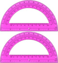 Unjoo Plastic Protractor Math Protractors 180 Degrees for Geometry Classroom Student School Office Supplies, 6 Inch, Pack of 2 (Purple)