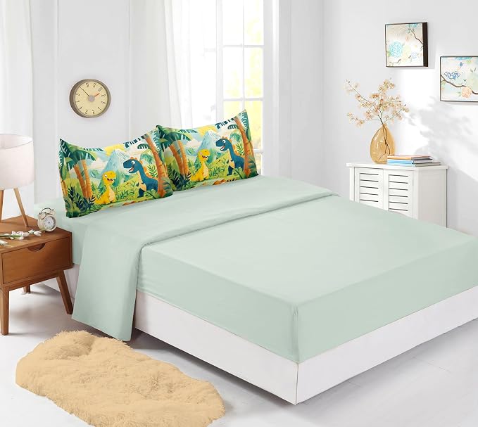 5 PCS Dinosaur Comforter Set Twin,Kids Comforter Set for Boys,Colorful Dinosaur Bedding Set with Sheets,Twin Size
