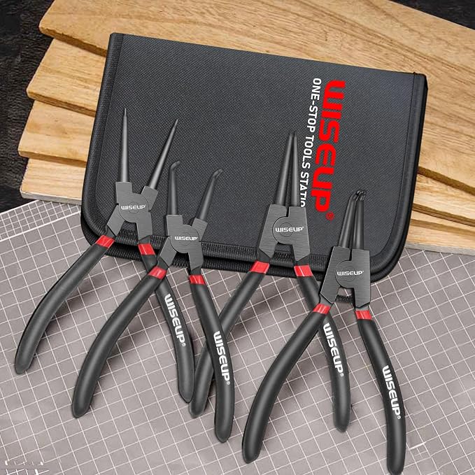 WISEUP Snap Ring Pliers Set, Heavy Duty 4PCS-7 inch Circlip Pliers Kit