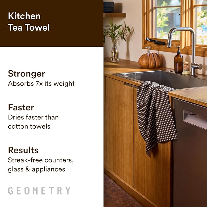 GEOMETRY Tea Towels – Spring & Summer Collection – Quick-Dry, Ultra-Absorbent, Reusable Microfiber Kitchen Towels for Drying & Cleaning (Cherry Bow, 2-Pack)