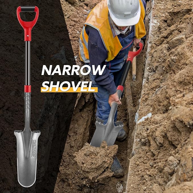 Drain Spade, Digging Garden Shovel with Fiberglass Handle for Digging,Gardening,Trenching,Transplanting,44 inches