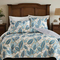 Quilts for King Bedding Set Green Bedspreads - Soft Lightweight Breathable Bedspread Comforter - Boho Cottagecore Leaves Coverlet for All Season - 3 Pieces (New-Green Leaves, King)