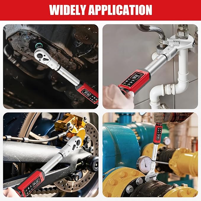 SUERCUP Adjustable Digital Torque Wrench 1.5-99.6Ft.Lb/2-135N.m,14x18 mm Open End Torque Wrench with 1/2 Drive Ratchet Head&42mmJaw,Vibration,Buzzer and LED Notification for HVAC,Car,Heat Pump Piping