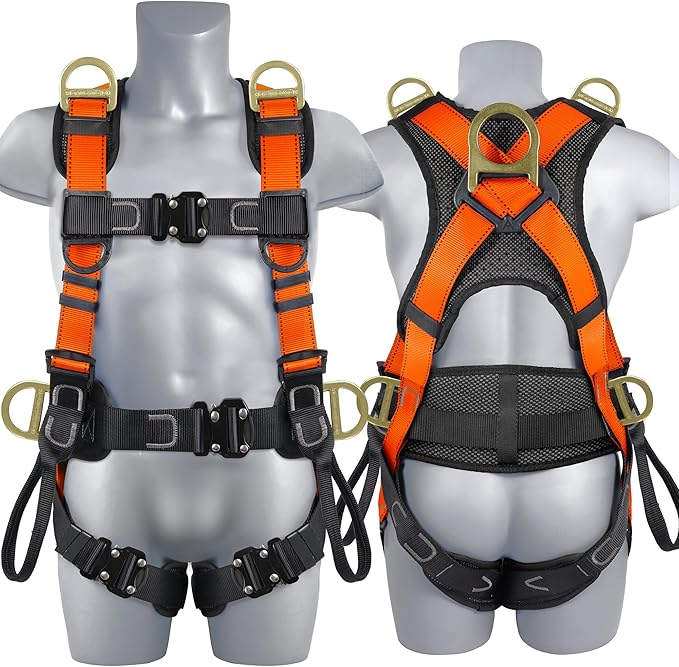 TT TRSMIMA Safety Harness Fall Protection Upgrade 4 Quick Buckles Construction Full Body Harness 6 Adjustment D-ring