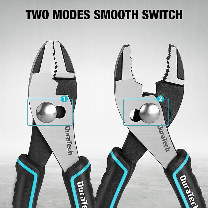 DURATECH 6 Inch Slip Joint Pliers, Small Pliers with Comfortable TPR Handle, High Carbon Steel, Swivel Rivet & 15-Piece Universal Ratcheting Serpentine Belt Tool Set