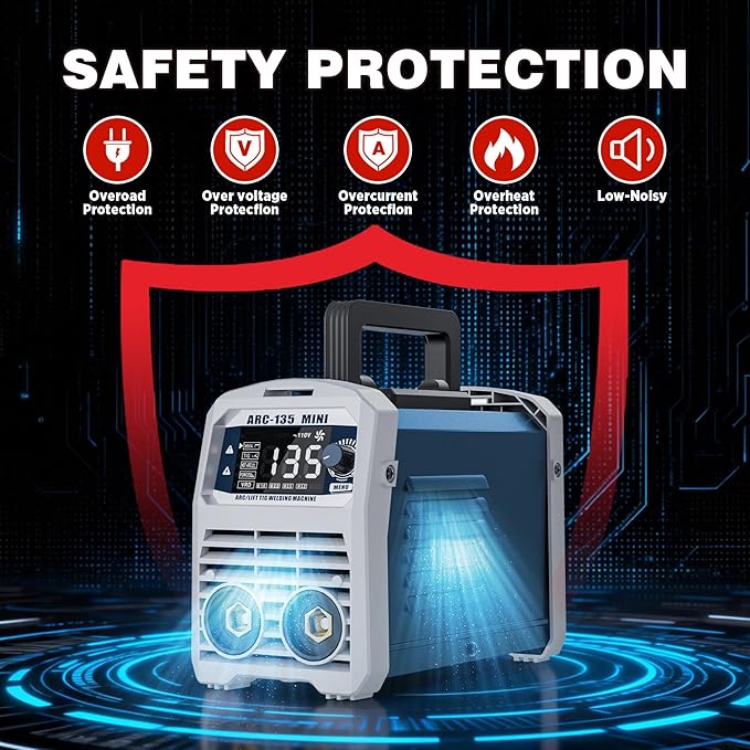 135A 110V Mini Stick Welder & Lift TIG 2-in-1 Portable Welding Machine – Large LED Display, IGBT Inverter, Hot Start/Arc Force/Anti-Stick, VRD Safe for Home DIY & Farm Repair