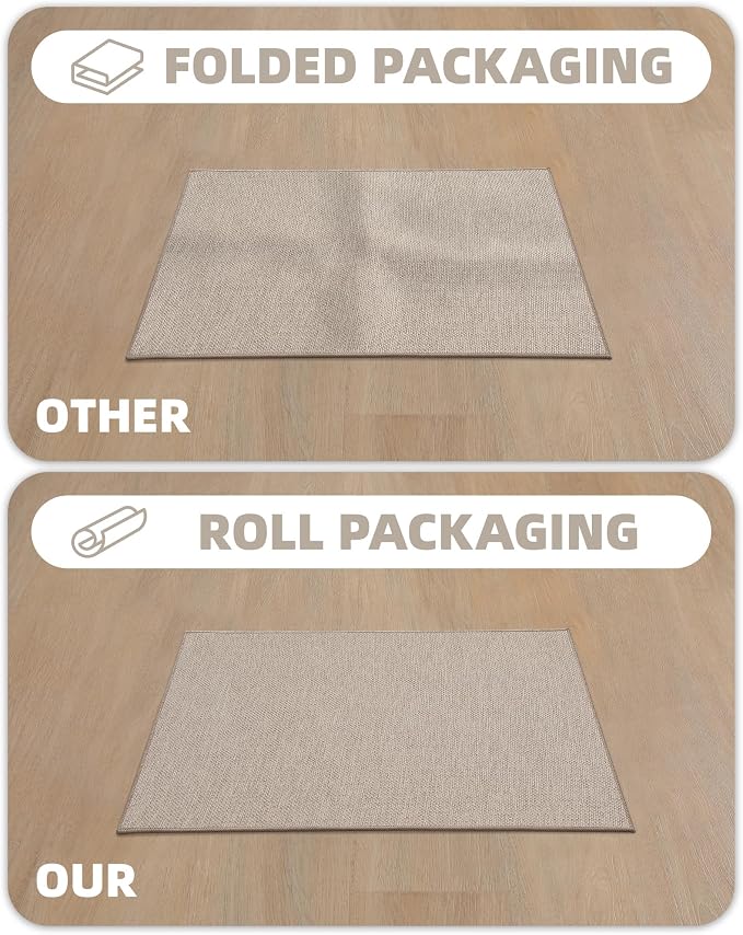 Color&Geometry Kitchen Rugs and Mats Non Slip Washable, Absorbent Woven Kitchen Runner Rug Easy to Clean Kitchen Floor Mats for in Front of Sink, Laundry Room, Hallway, 17”x71”, Greige