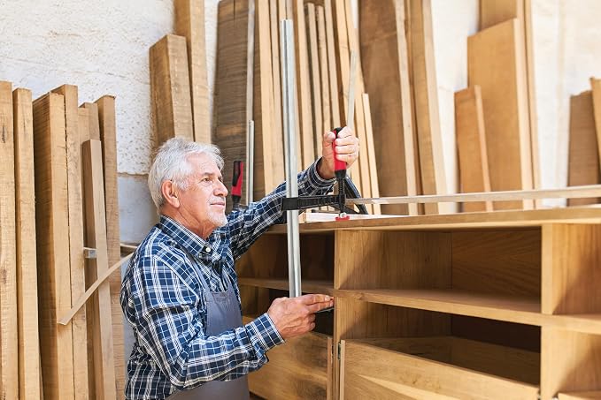 BESSEY Light Duty Tradesman's Bar Clamp - 2.5x24 In - TGJ2.524 - Woodworking Clamps with Wooden Handle, Ideal for Home Improvement & Workbench Projects, carpentry and Cabinetry