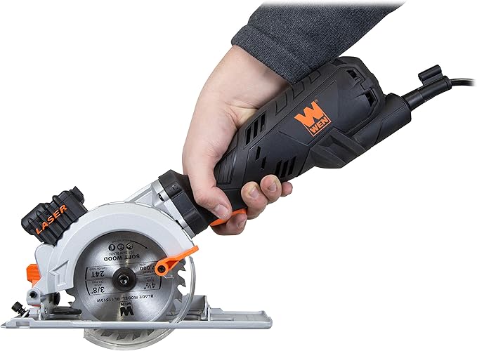 WEN 3625 5-Amp 4-1/2-Inch Beveling Compact Circular Saw with Laser and Carrying Case