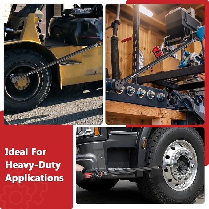 VANPO Torque Wrench 1 Inch Drive 200-1000 Ft-Lb, 48" Length, ±3% Accuracy | Heavy Duty for Mining, Oilfield & Structural Work, Click Style, Dual Scale, Dual Direction, TPR+ABS Handle, with Carring Case