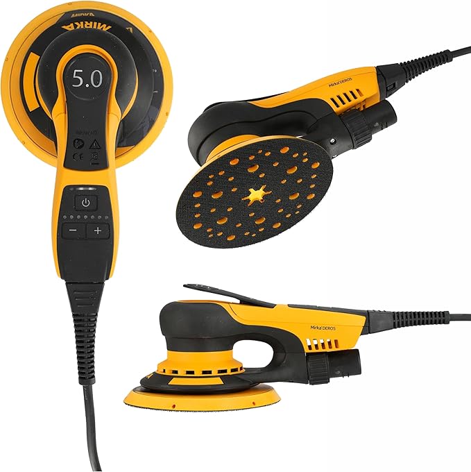 Mirka DEROS II 550X - 5" Hook & Loop, 5.0mm Random Orbital Sander - 110V Electric Power Tool for Woodworking, Drywall, Automotive Car & Wood Sanding - Professional Dust-Free Sander