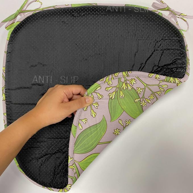 Lunarable Cinnamon Chair Seating Cushion, Plantation Floral Pattern on a Plain Background, Anti-Slip Seat Padding for Kitchen & Patio, 16"x16", Yellow Green Olive Green